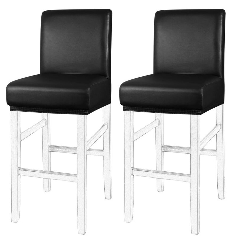 Waterproof Bar Stool Covers Counter Short Back Chair 2pcs Black